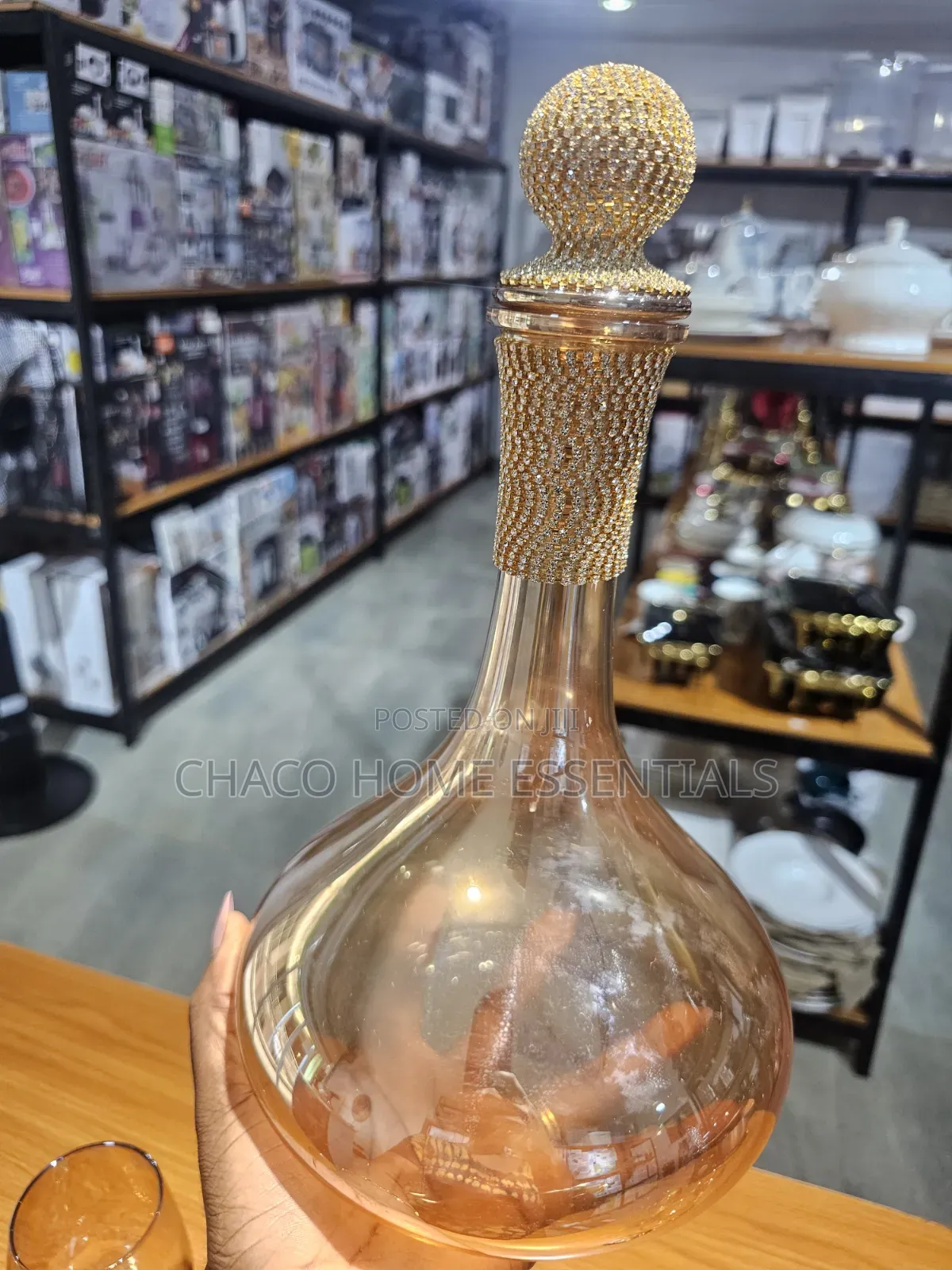 Wine Glass and Decanter Set With Rhinestones (7 Pieces)