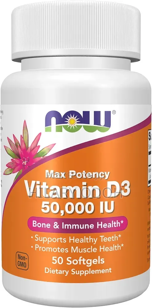 NOW Supplements, Vitamin D3 50,000 IU Softgels, 50 Softgels