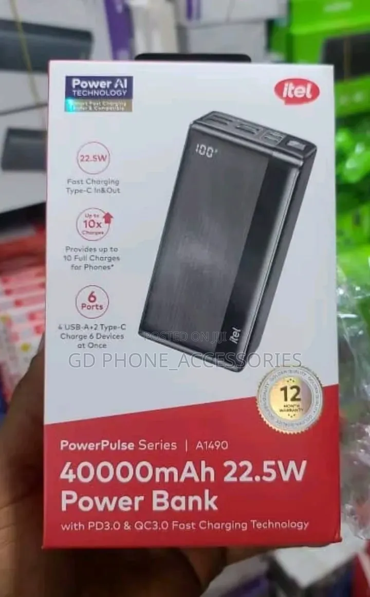 Brand New Itel PowerPulse A1490 40,000mAh Power Bank – 22.5W PD3.0