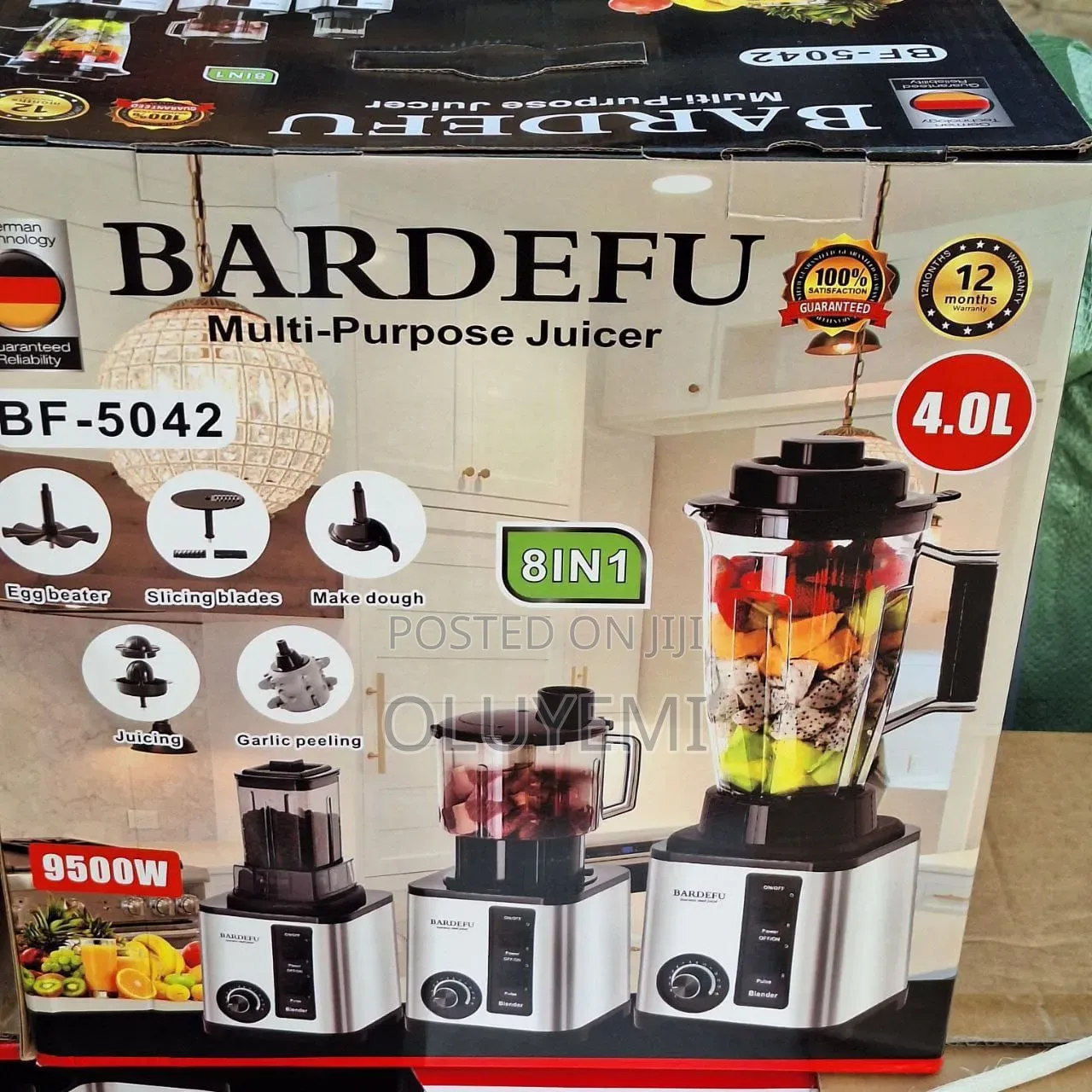 Heavy Duty BARDEFU 8-in-1 Blender Food Processor (9500W / 4.0L)