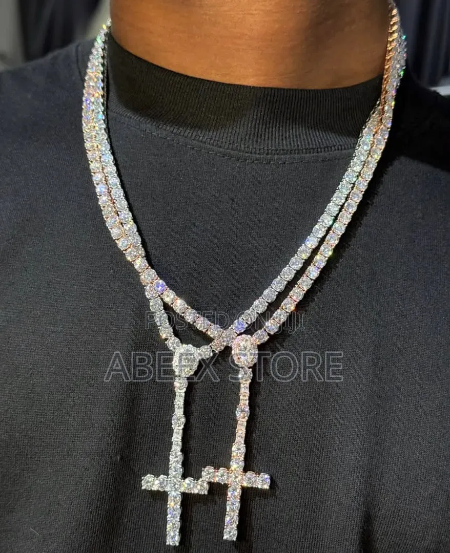 Iced Out Zirconia Tennis Chain With Attached Pendant