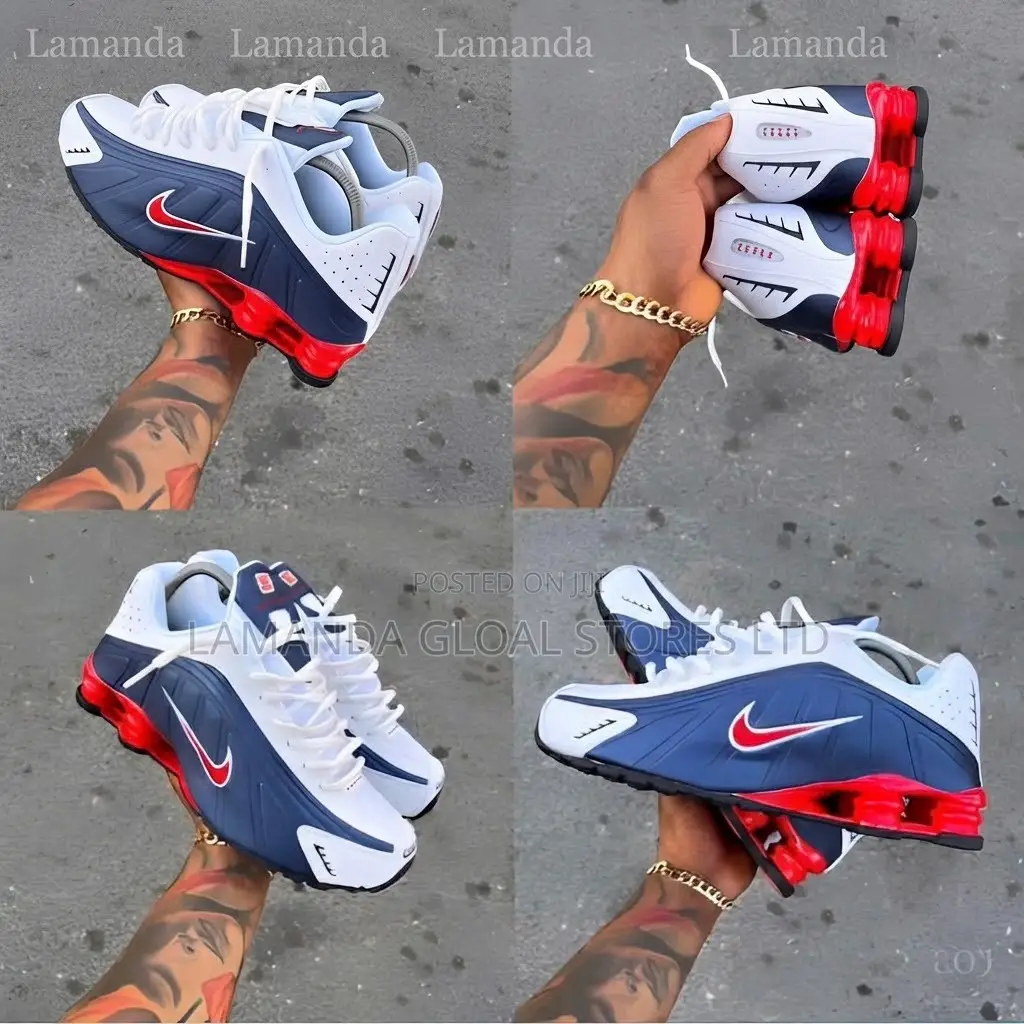 Nike Shox R4 White/Navy/Red Sneakers