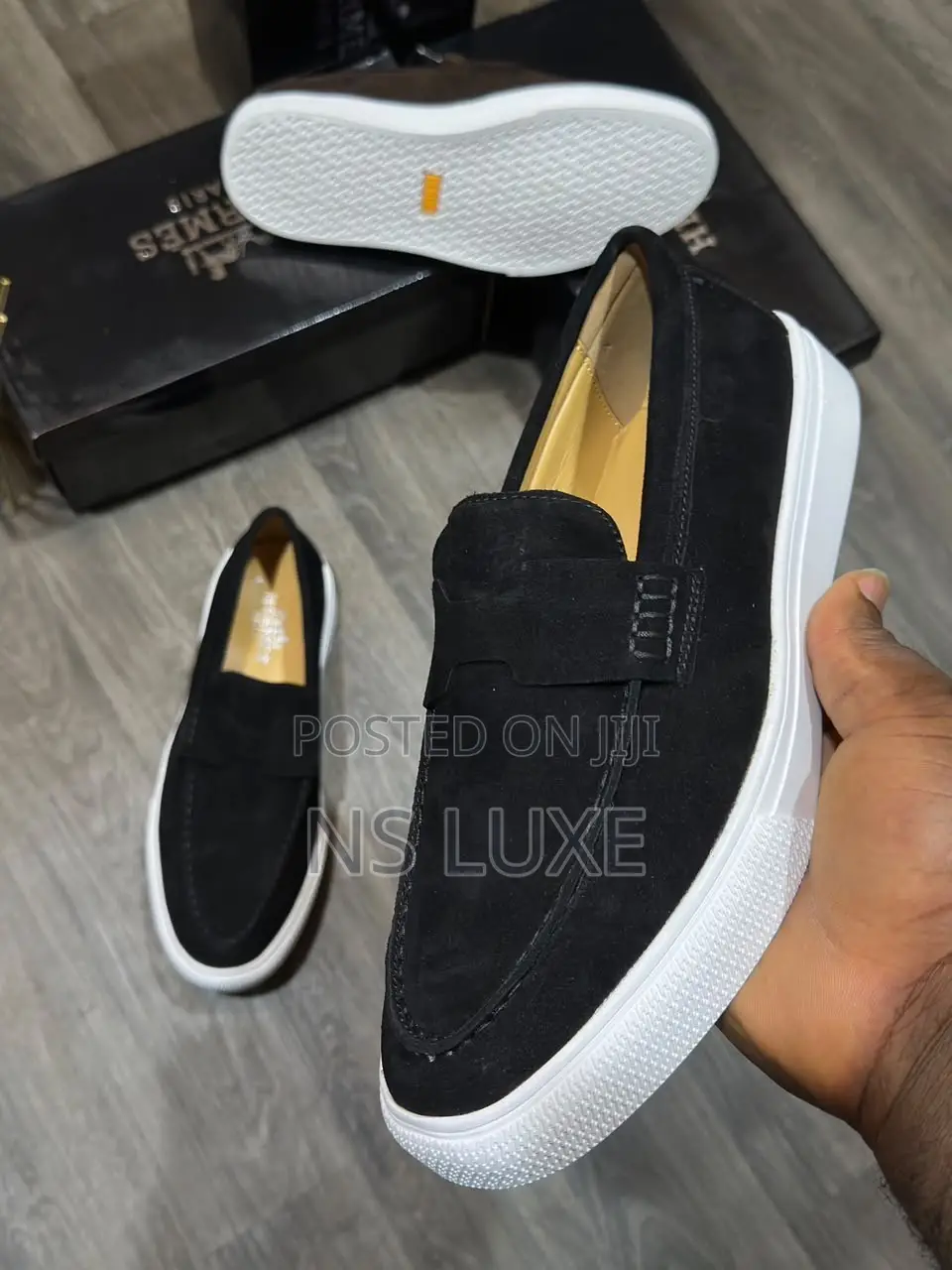 Hermes White Sole Loafers