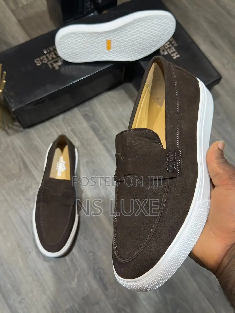 Hermes White Sole Loafers