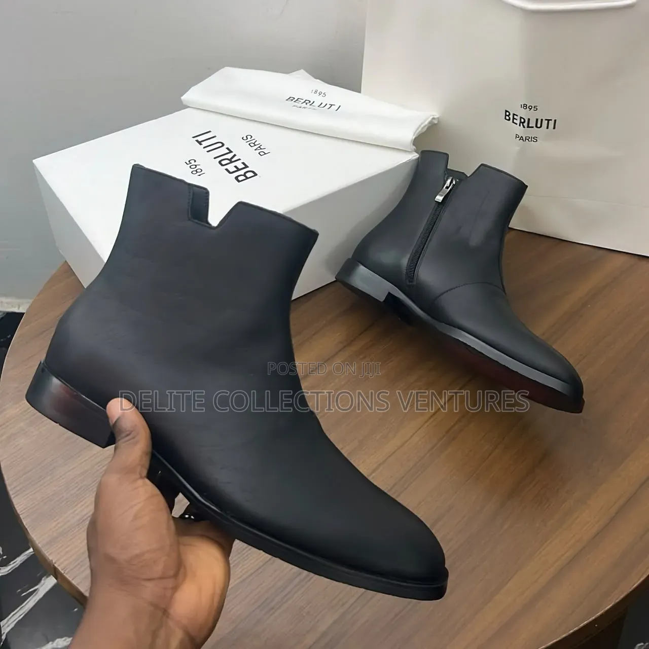 *Berluti Black Leather Ankle Boot Available in Store*