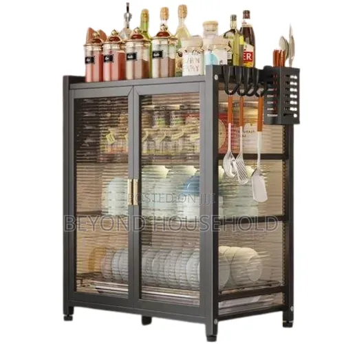 3-Tier Kitchen Dish Cabinet Dust-Proof Storage Organizer