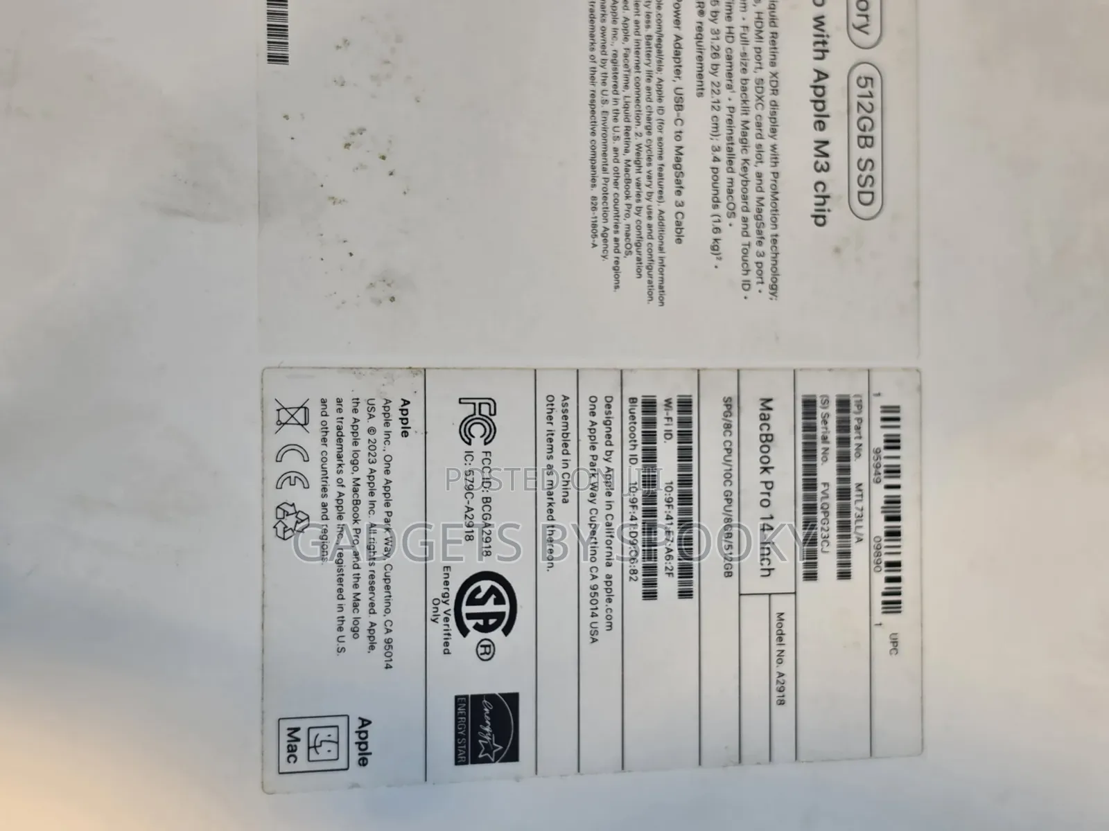 Laptop Apple MacBook Pro 2023 M3 8GB SSD 512GB