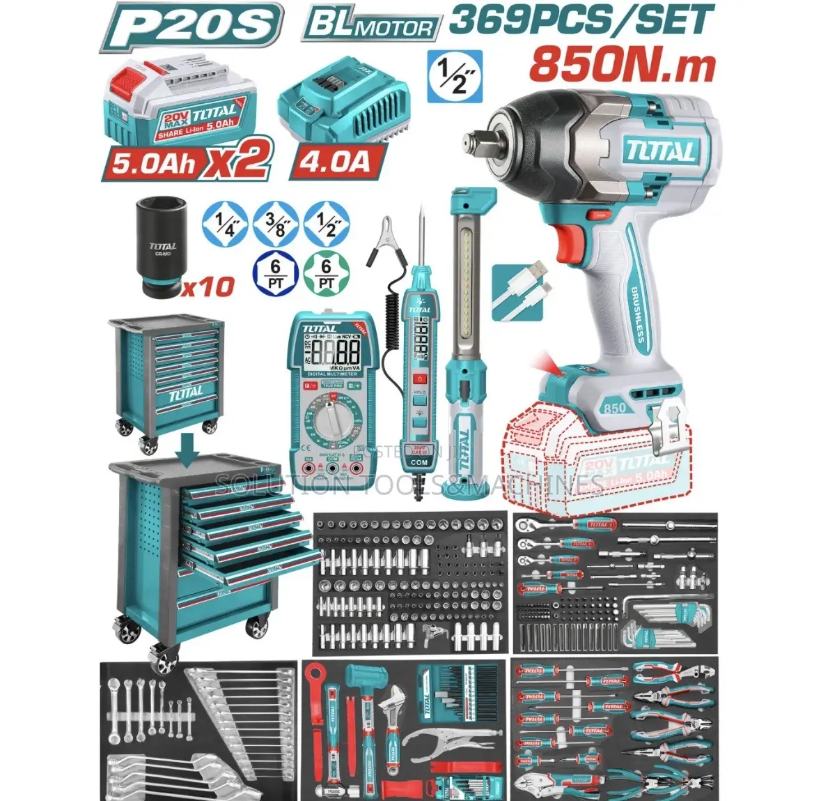 Cabinet 369 Tools Set With Impact Wrench