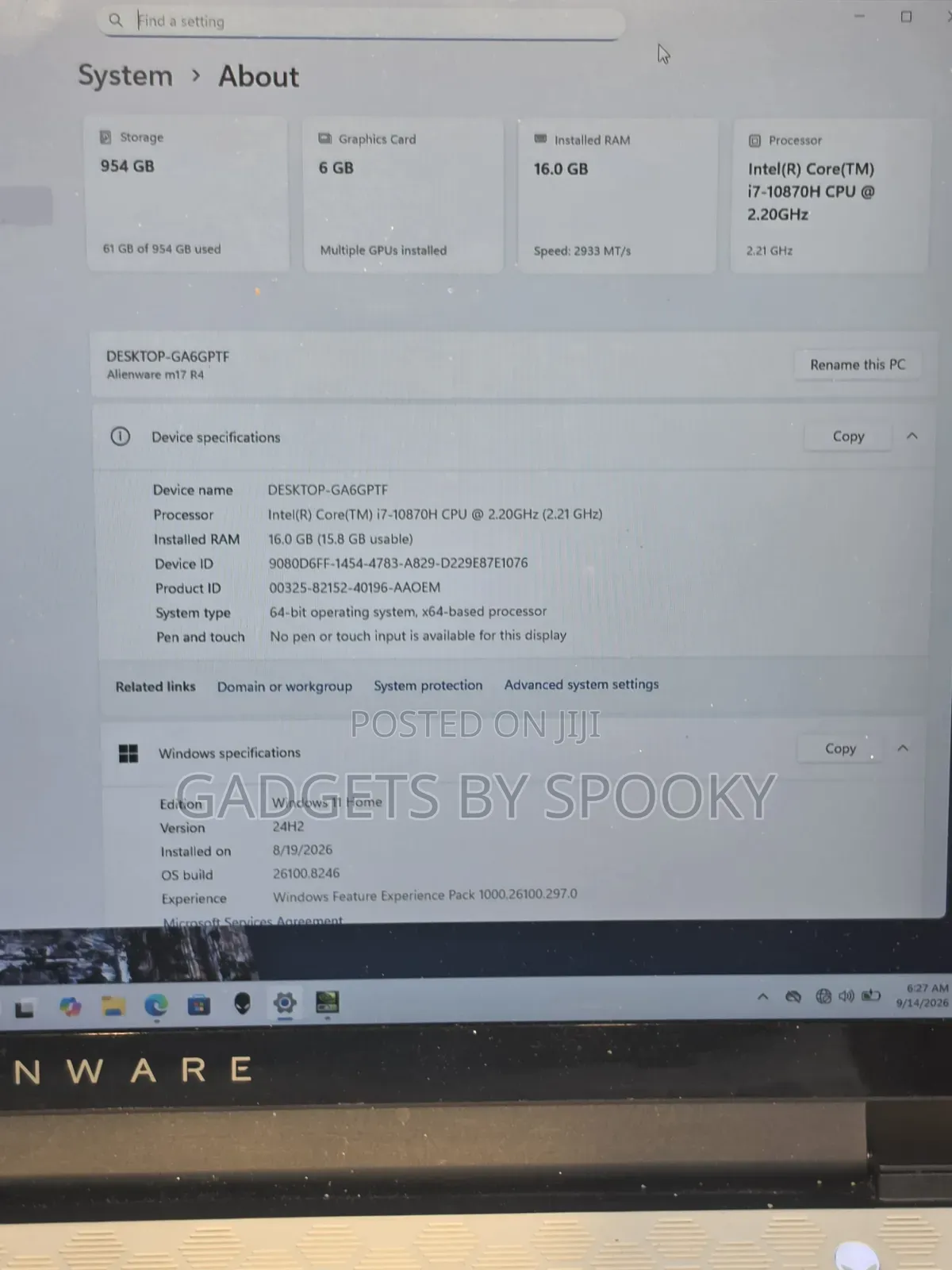 Laptop Alienware M17 R4 16GB Intel Core i7 SSD 1T