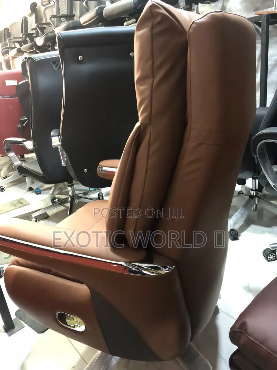 Premium High Electric Back Executive Office Chair – Brown Leather