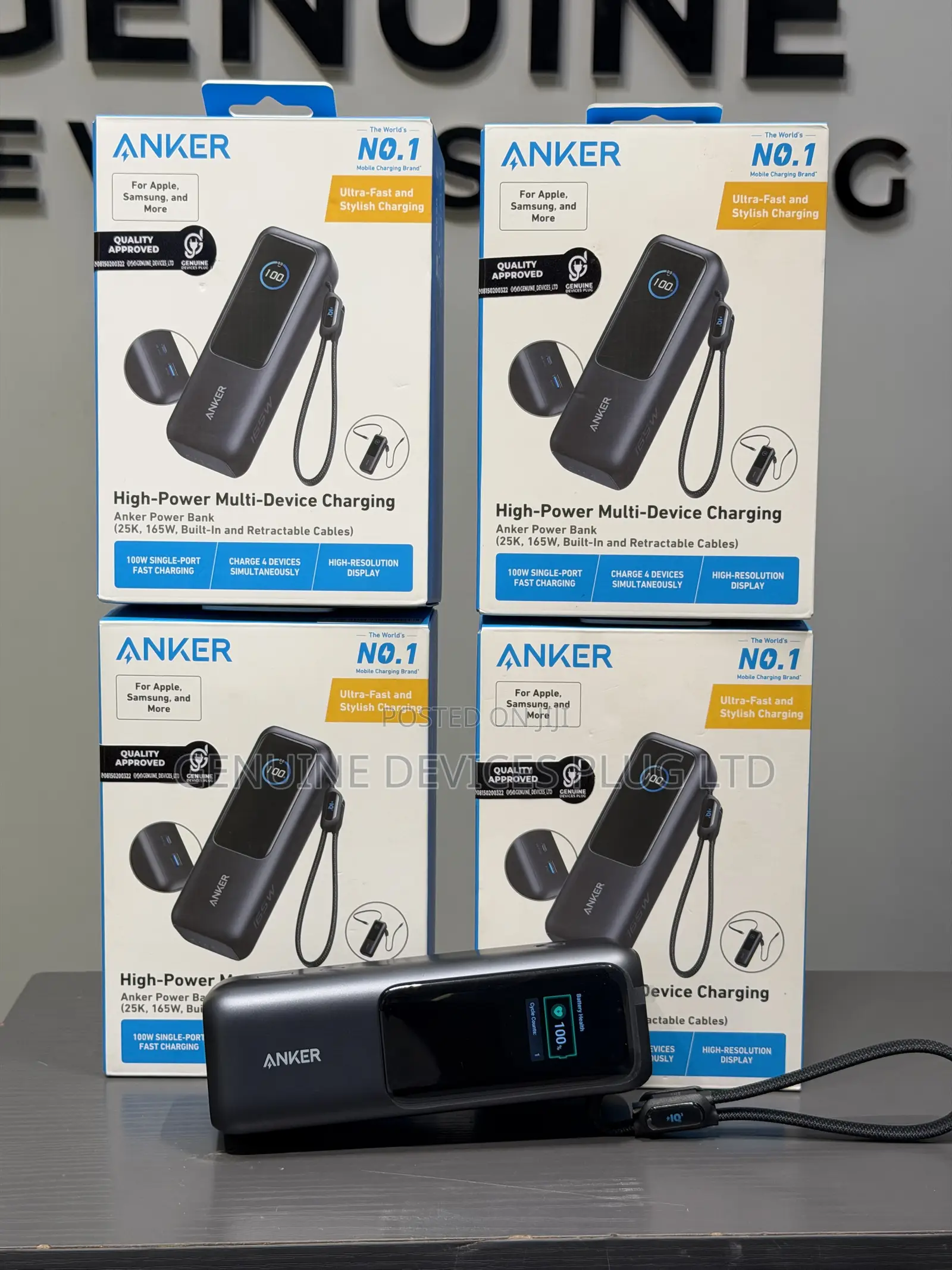 Anker Laptop Power Bank 25000mAh 165w - Built-in and Retractable Cable
