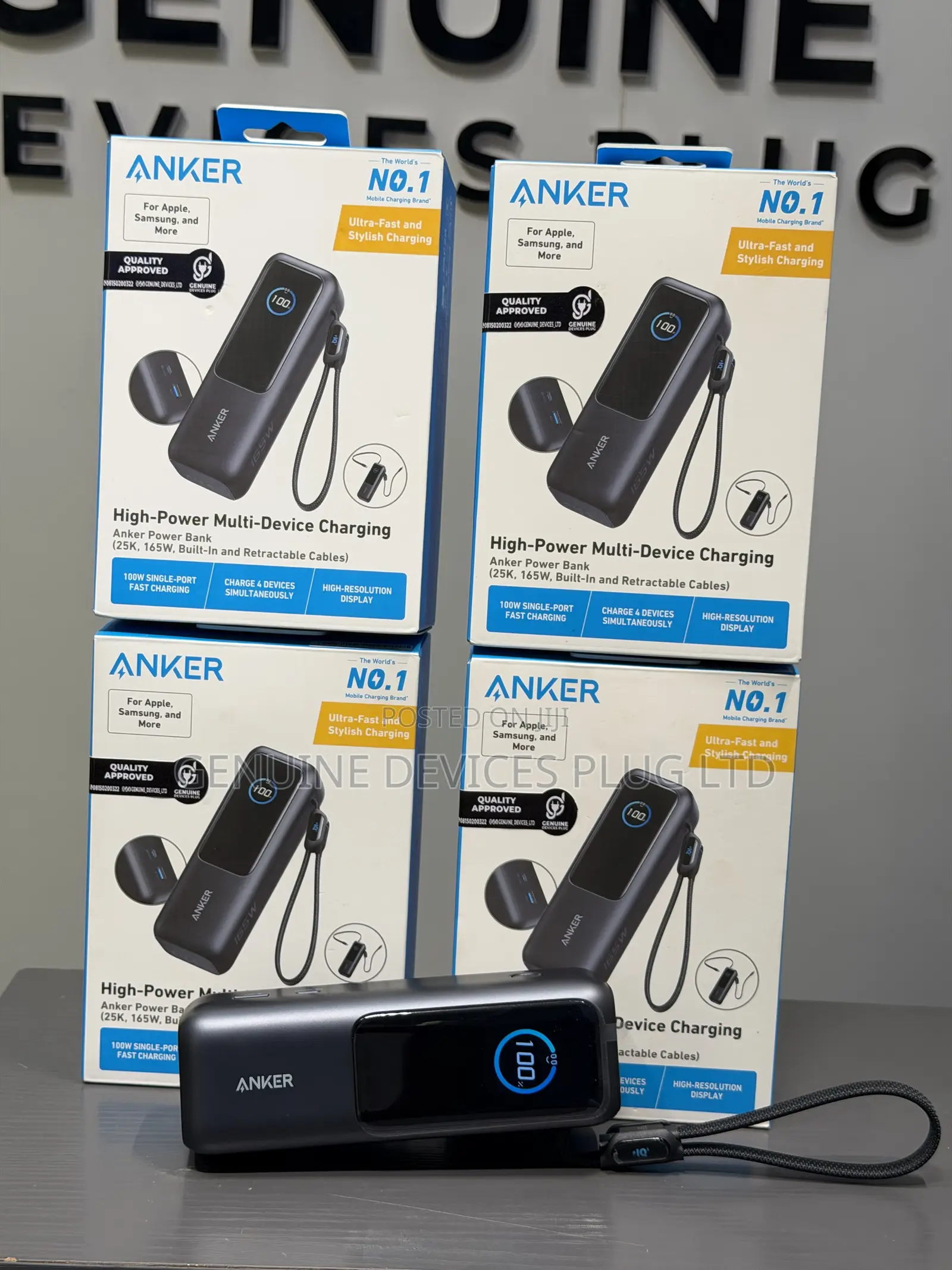 Anker Laptop Power Bank 25000mAh 165w - Built-in and Retractable Cable