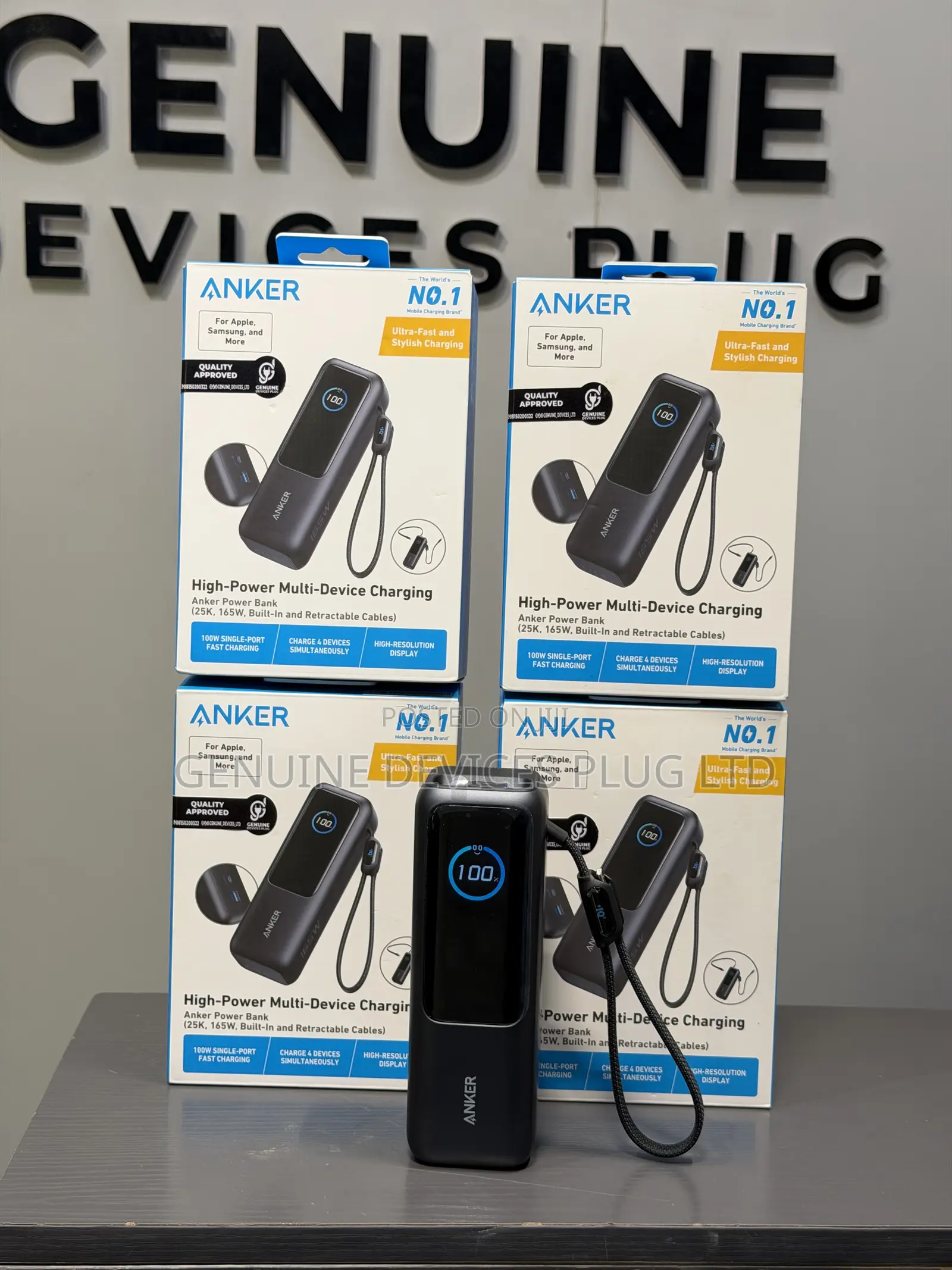 Anker Laptop Power Bank 25000mAh 165w - Built-in and Retractable Cable