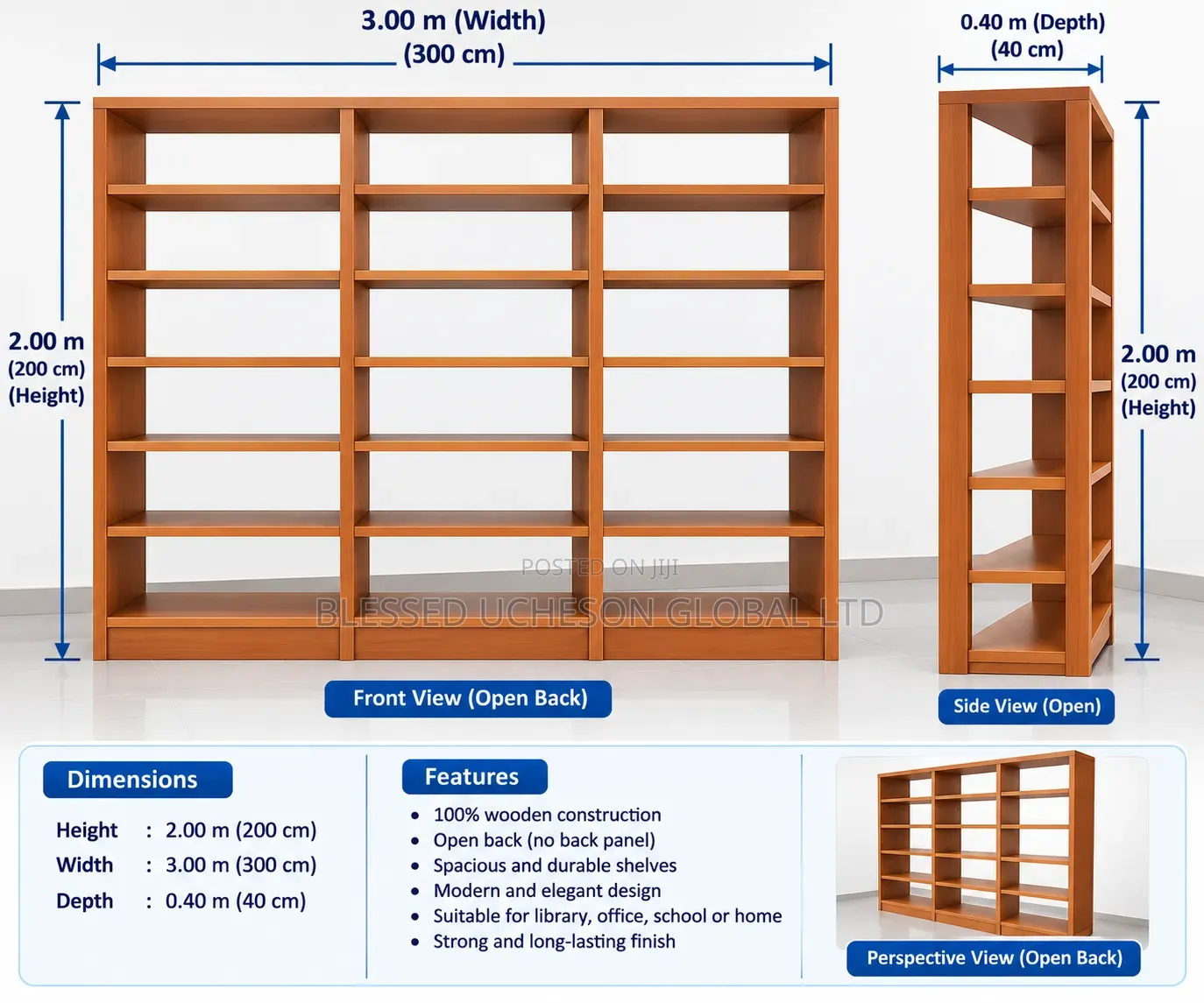 Brand New Wooden Library Shelves 3 in 1