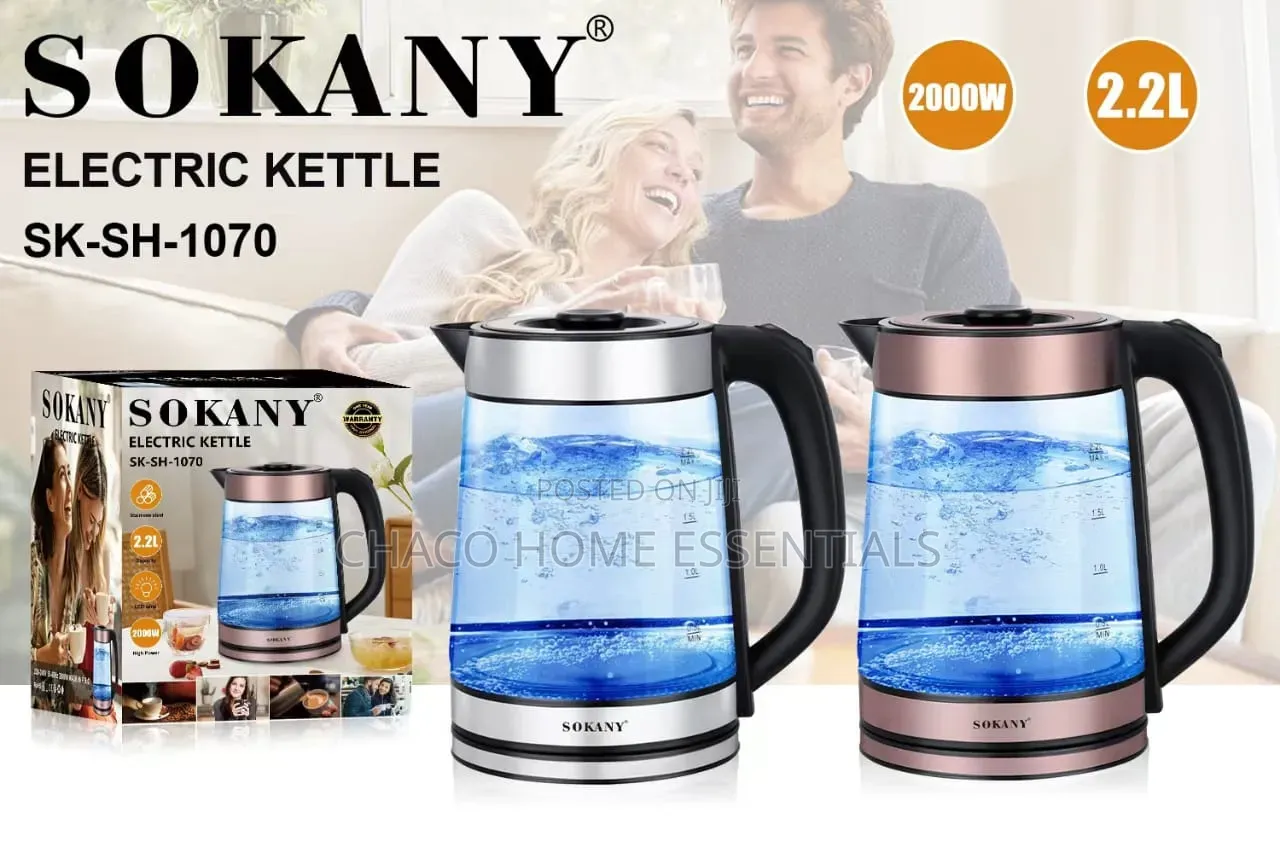 Sokany 2.2L Transparent Glass Electric Kettle