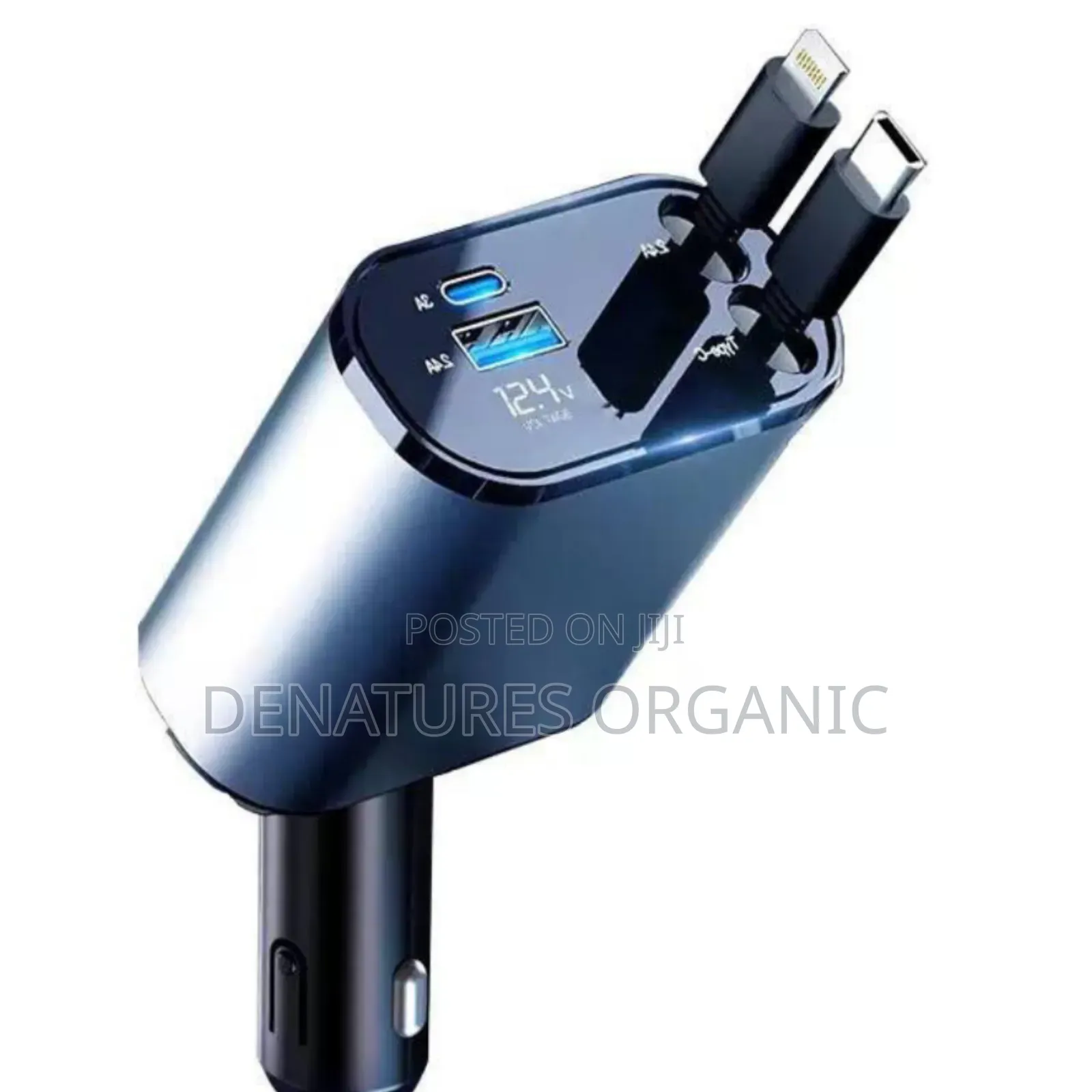 120 Watts ​4-in-1 Retractable Fast Car Charger With LED Display
