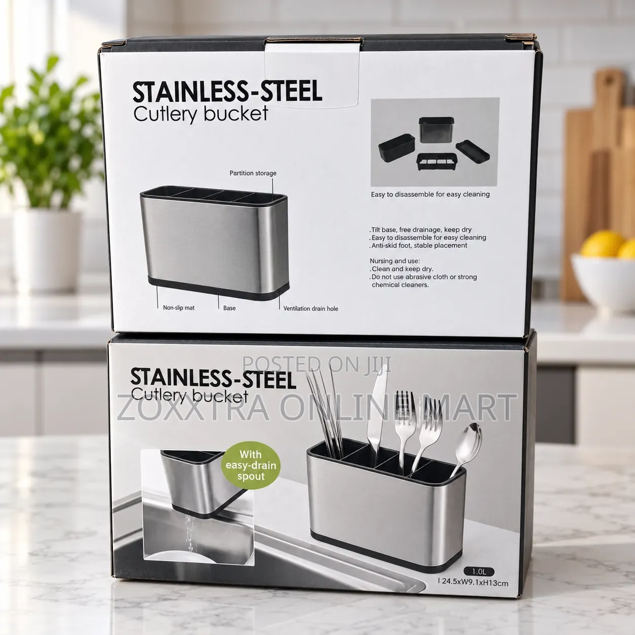 Stainless Steel Cutlery Holder With Drainage Base