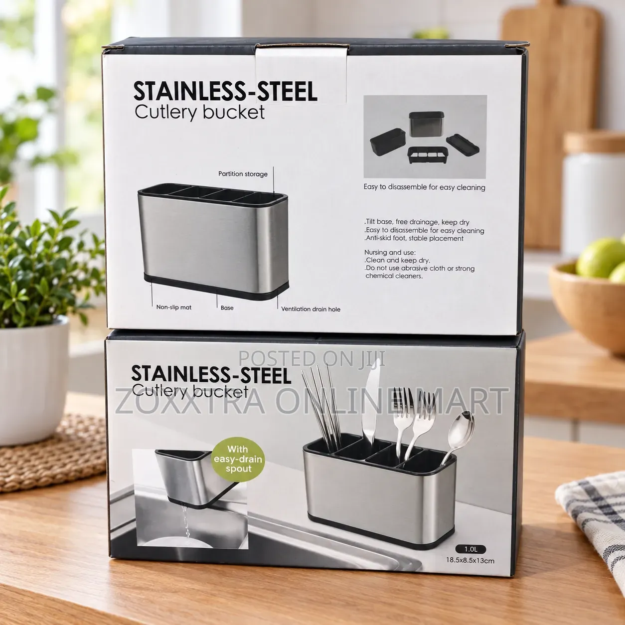 Stainless Steel Cutlery Holder With Drainage Base