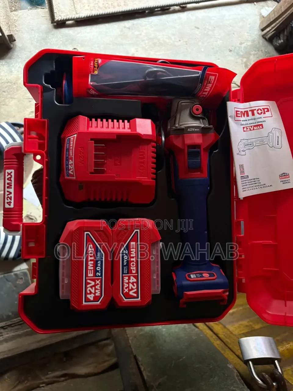 EMTOP ELAG 42V Brushless Cordless Angle Grinder Kit