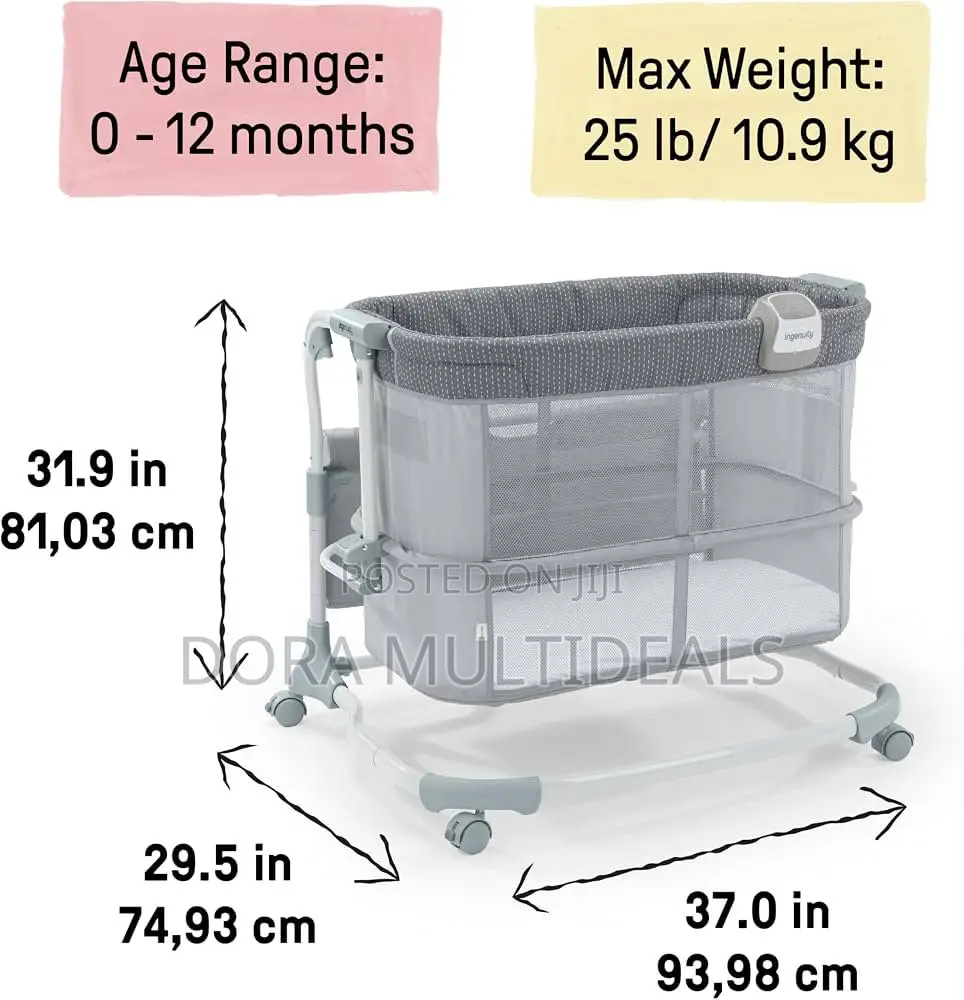 Ingenuity Dream and Grow Adjustable Bedside Bassinet – Imported