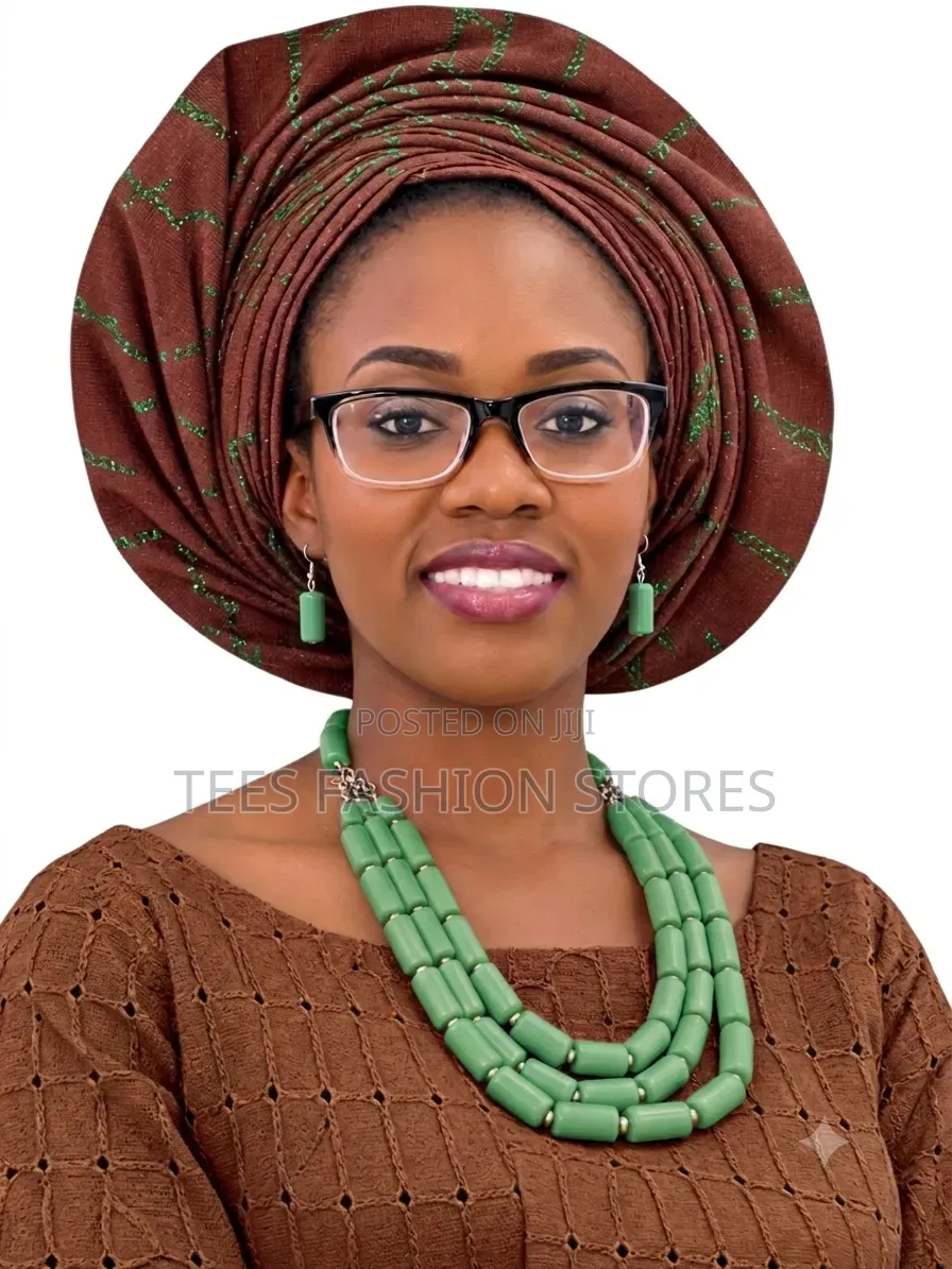 Nigerian Wedding Party Indian Three-Layer Beaded Jewelry Set
