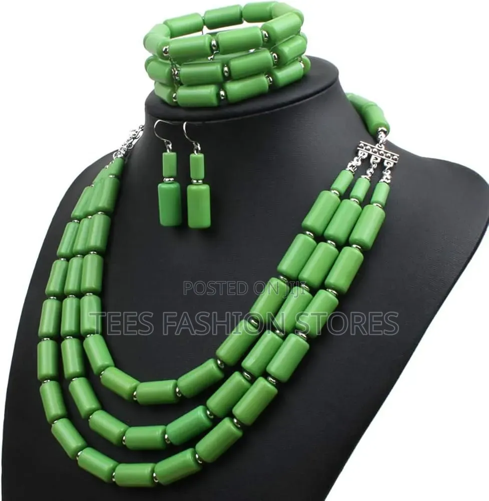 Nigerian Wedding Party Indian Three-Layer Beaded Jewelry Set