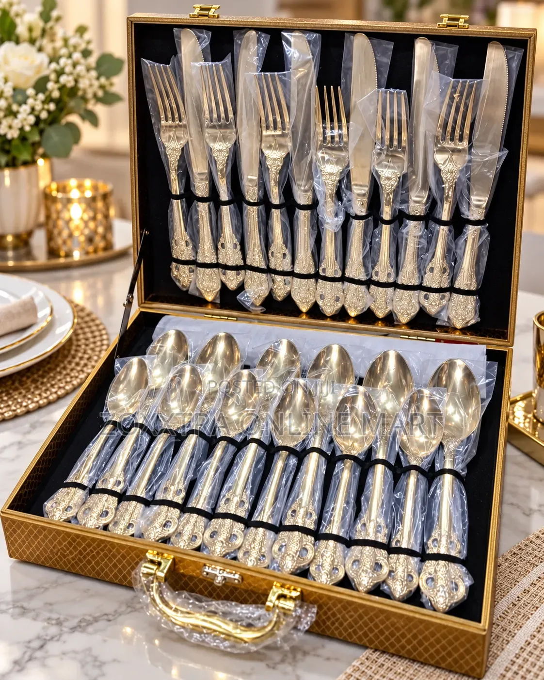 24 PCS Gold Cutlery Set With Storage Case