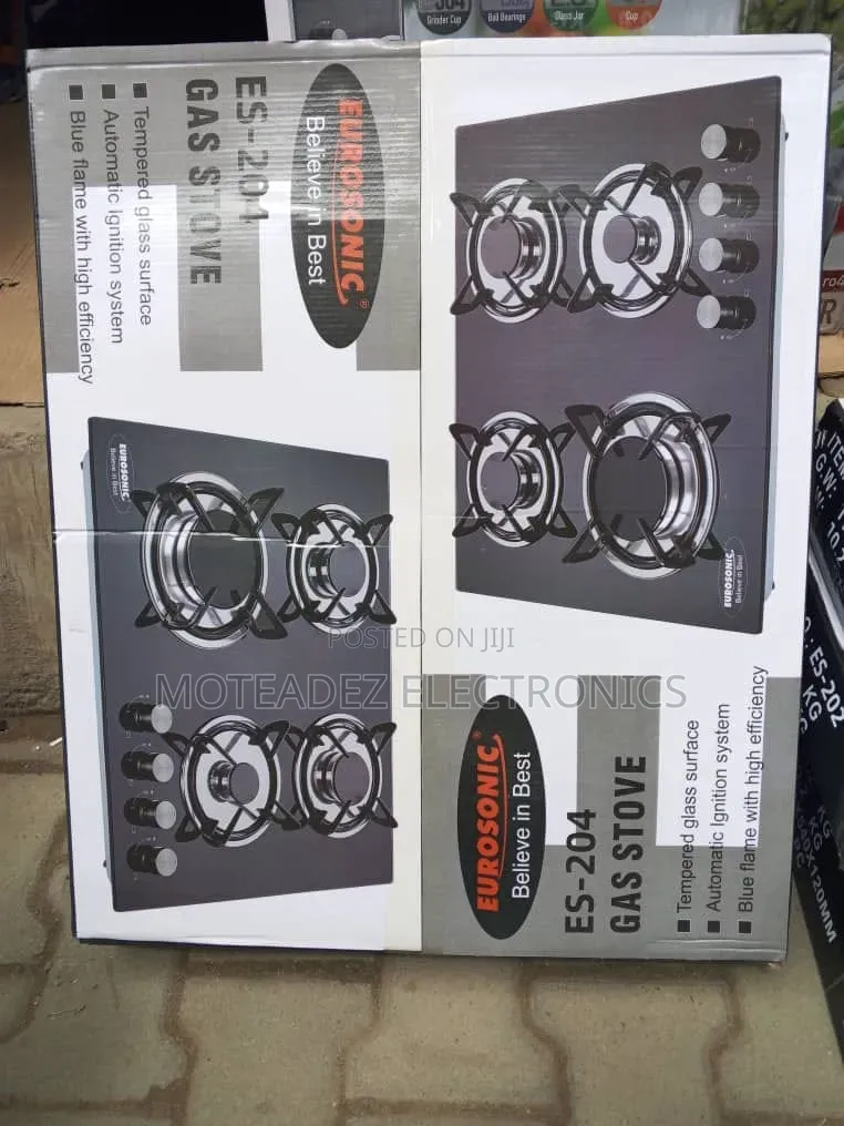 Eurosonic 4Burners Tempered Glass Top Cabinet Inbuilt Gas Cooker