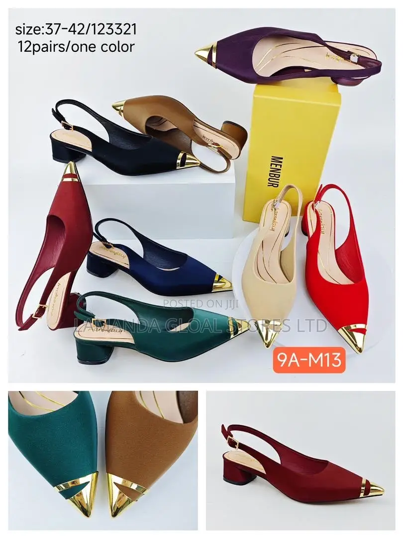 Aaron Sm Gold-Toe Block Heel Slingbacks
