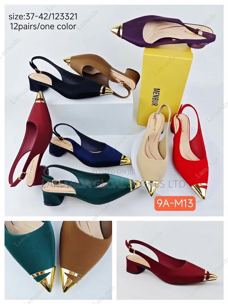 Aaron Sm Gold-Toe Block Heel Slingbacks