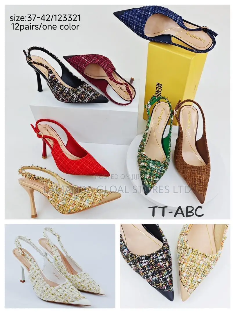Aaron Sm Textured Tweed Stiletto Slingbacks