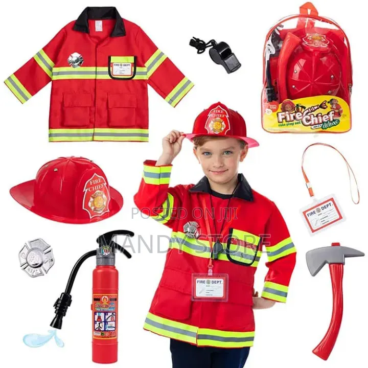 Kids Firefighter Costume Rescue Toys Play Set Children Role Play