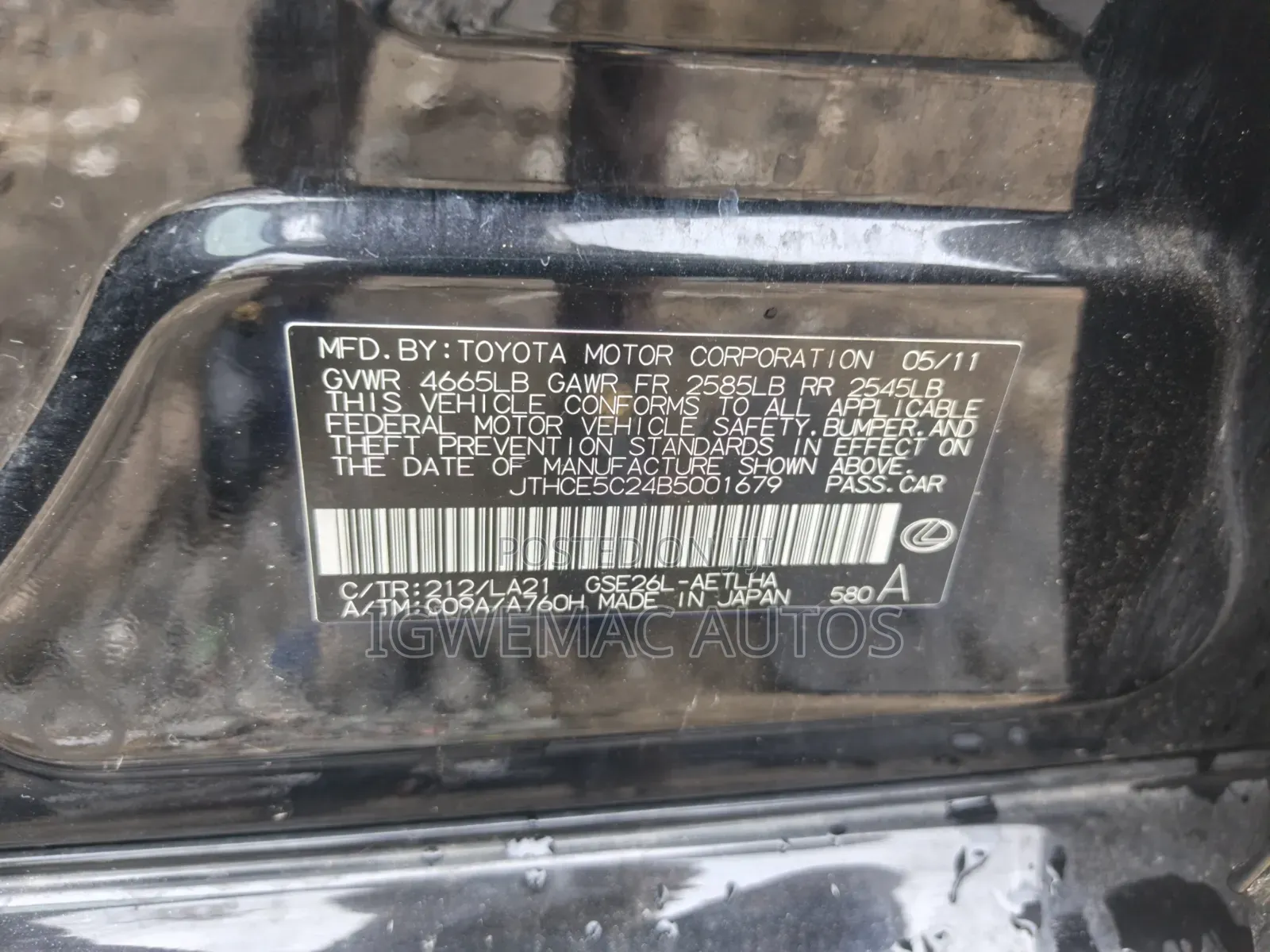 Lexus IS 250 4WD 2009 Black