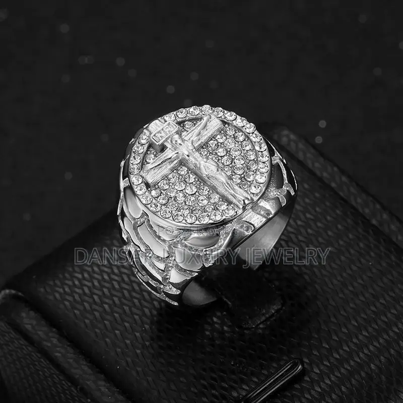 Cross Rhinestone Ring for Men