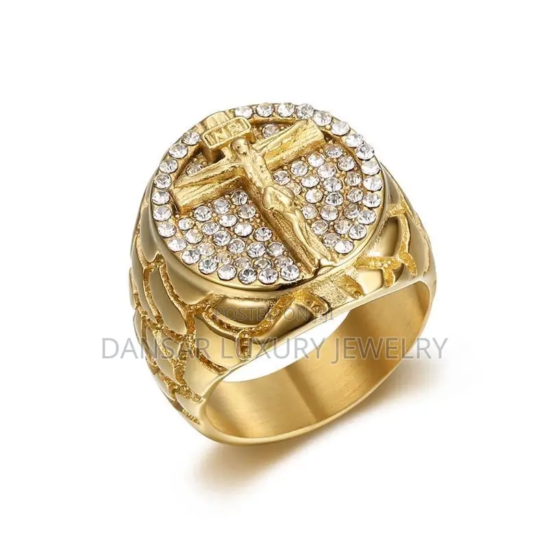 Cross Rhinestone Ring for Men