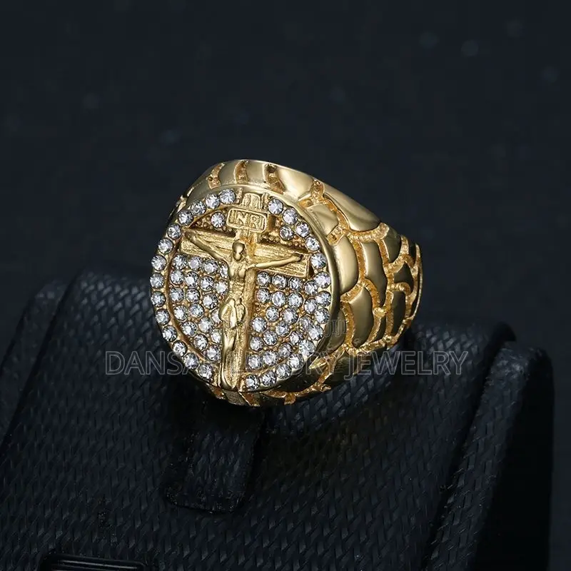Cross Rhinestone Ring for Men