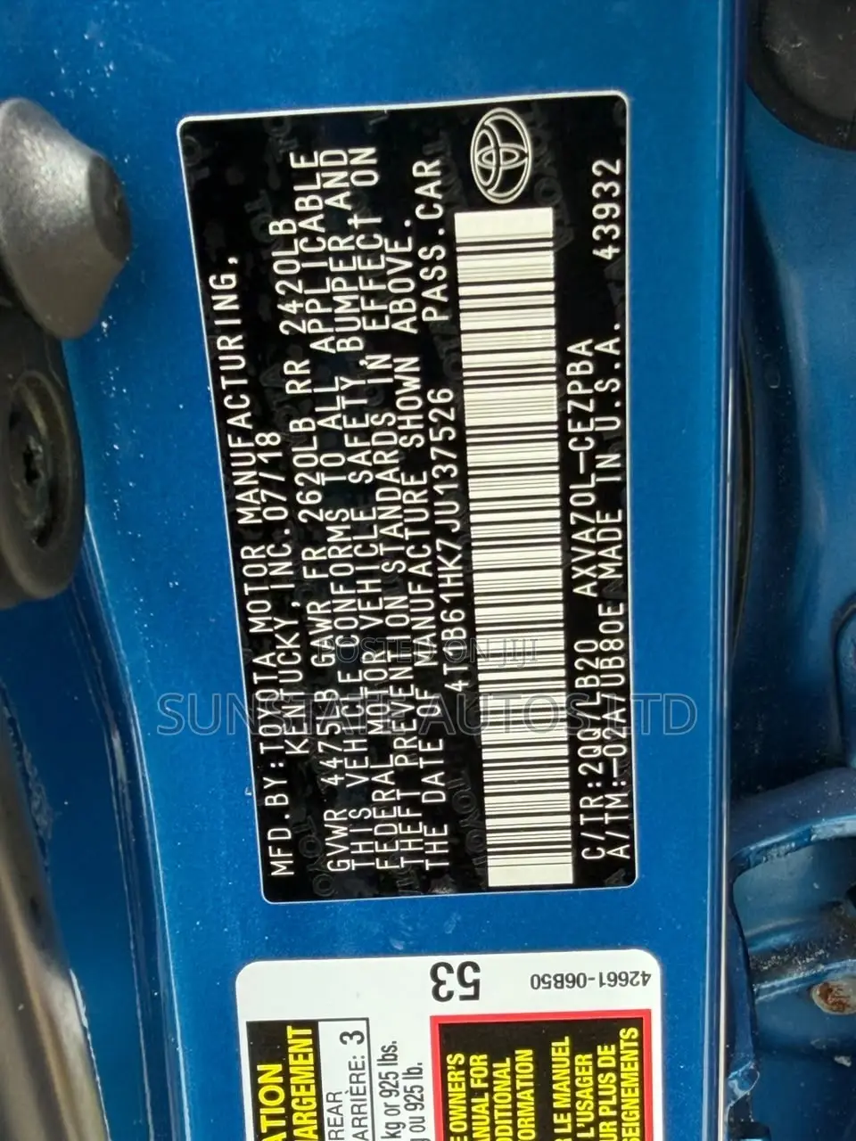 Toyota Camry 2019 Blue