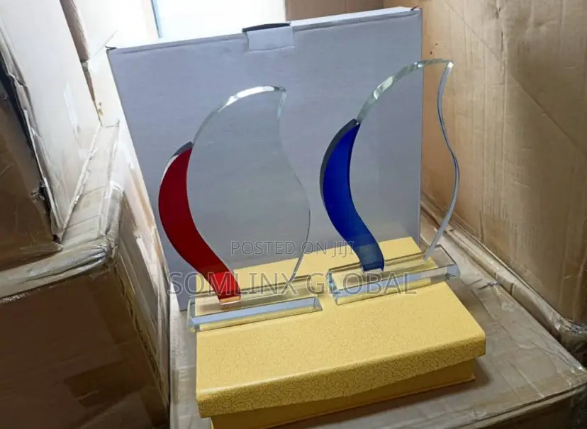 S-Shaped Glass Award Plaque