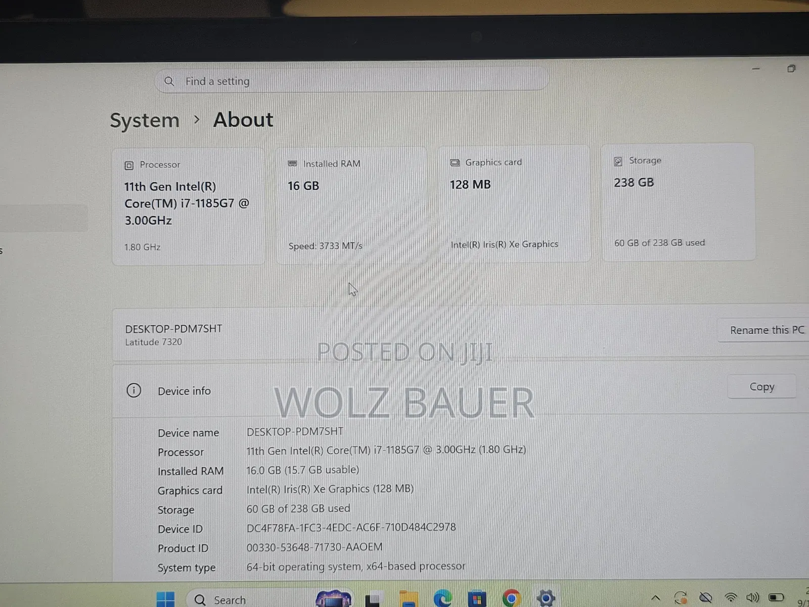 Laptop Dell Latitude 7320 16GB Intel Core i7 SSD 256GB