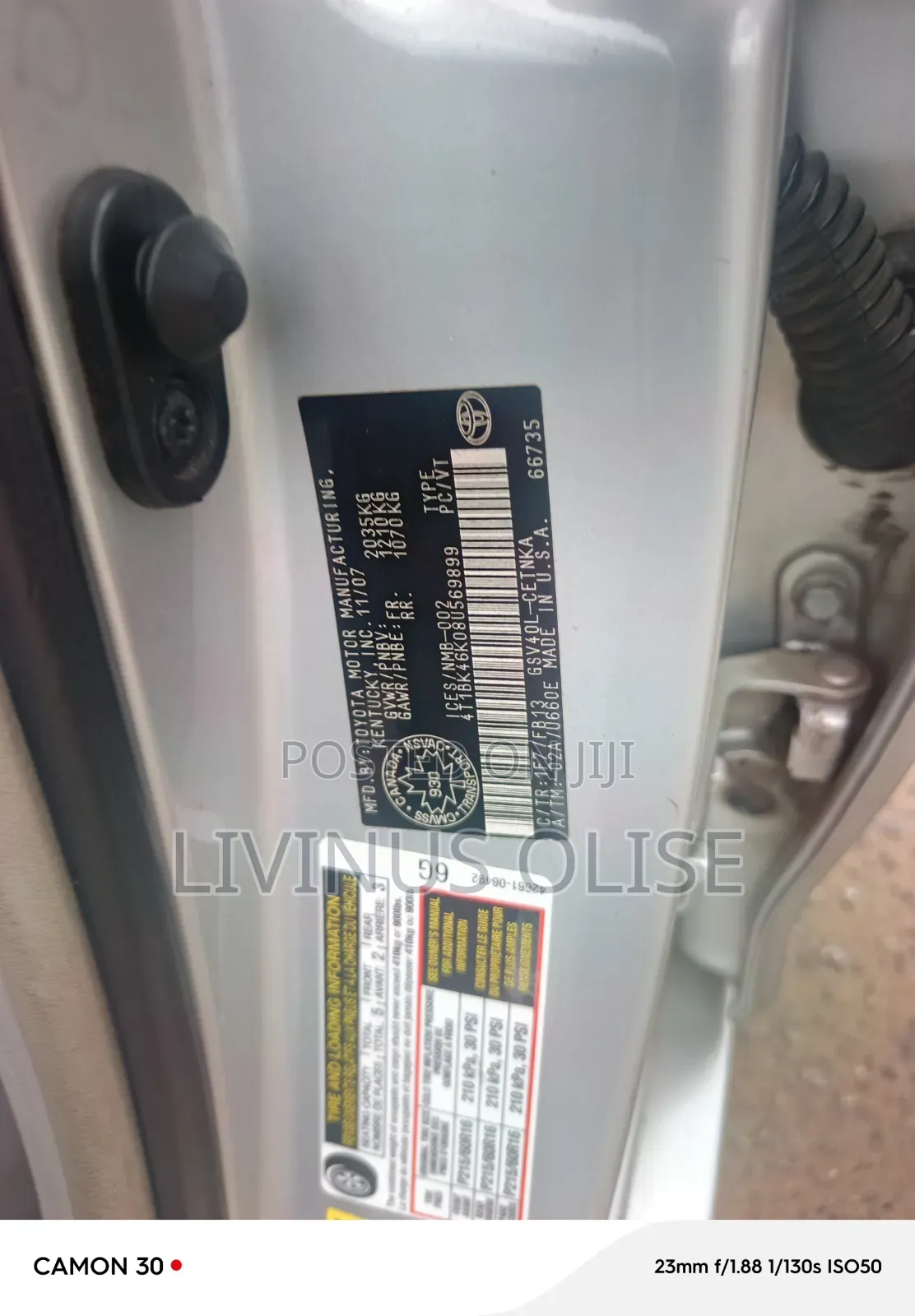 Toyota Camry 3.5 LE 2008 Silver