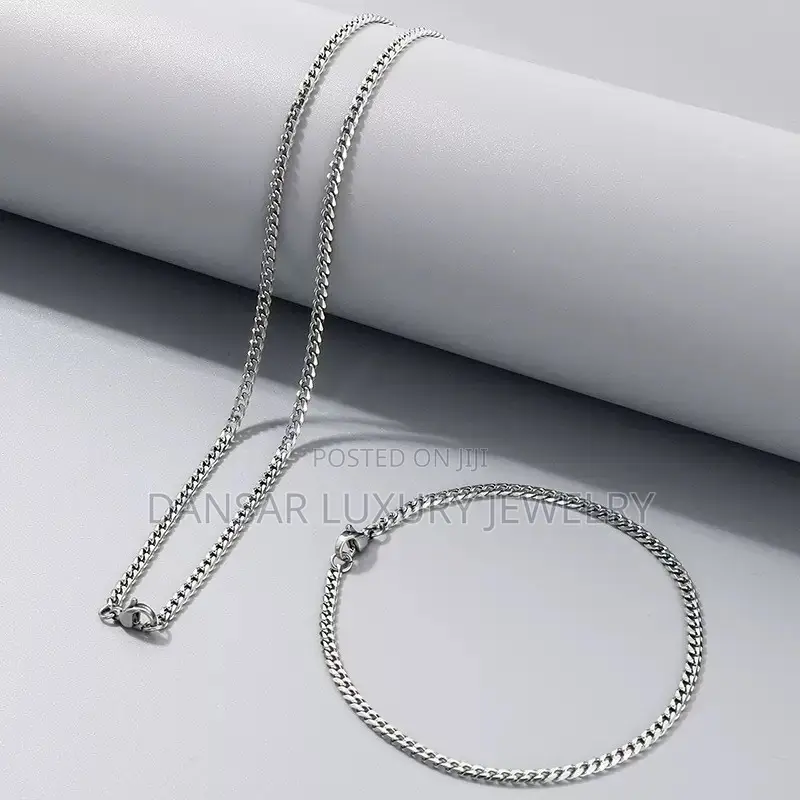 Premium Silver Chain and Bracelet Set