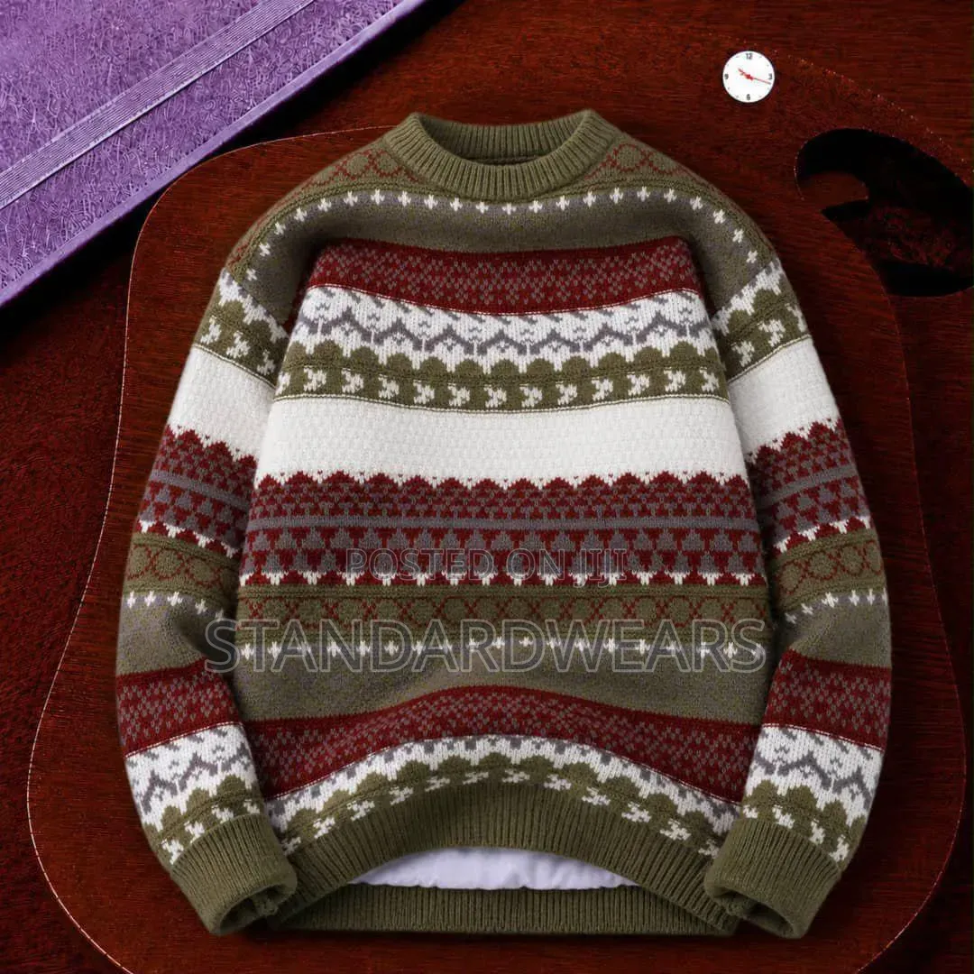 Distressed Skyline Colorblock Knit Sweater