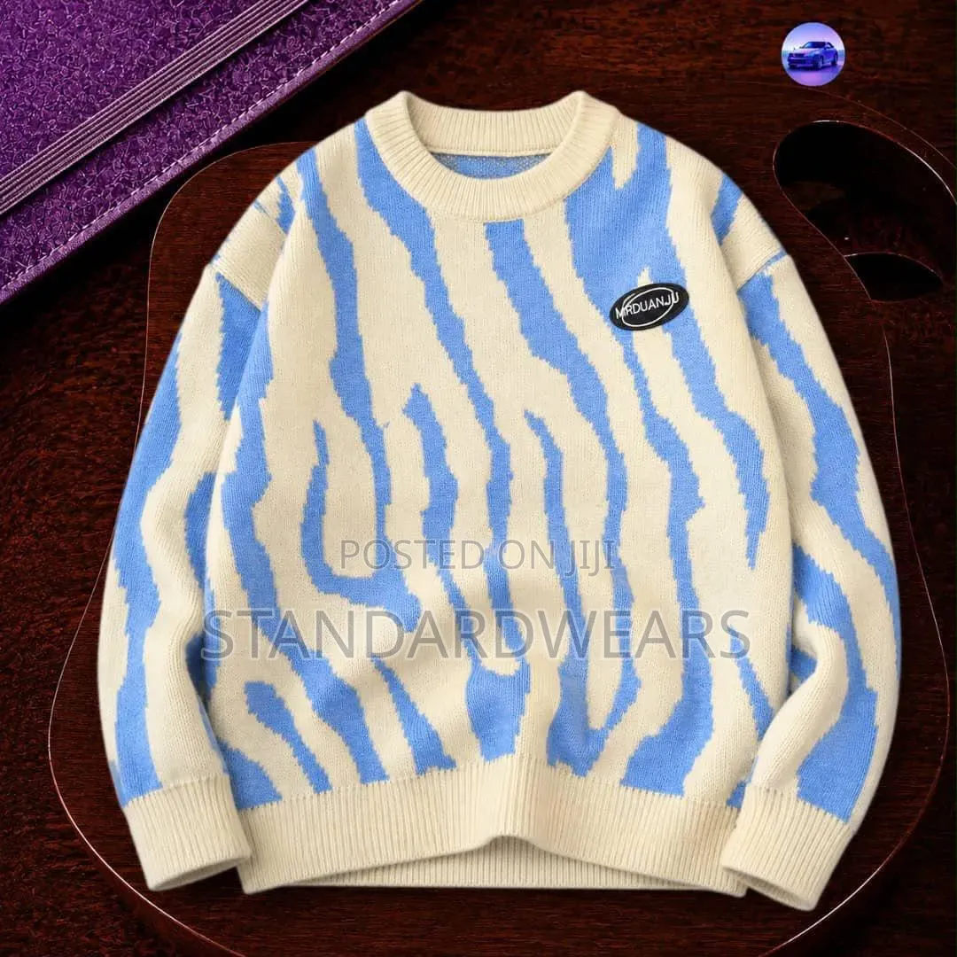 Distressed Skyline Colorblock Knit Sweater