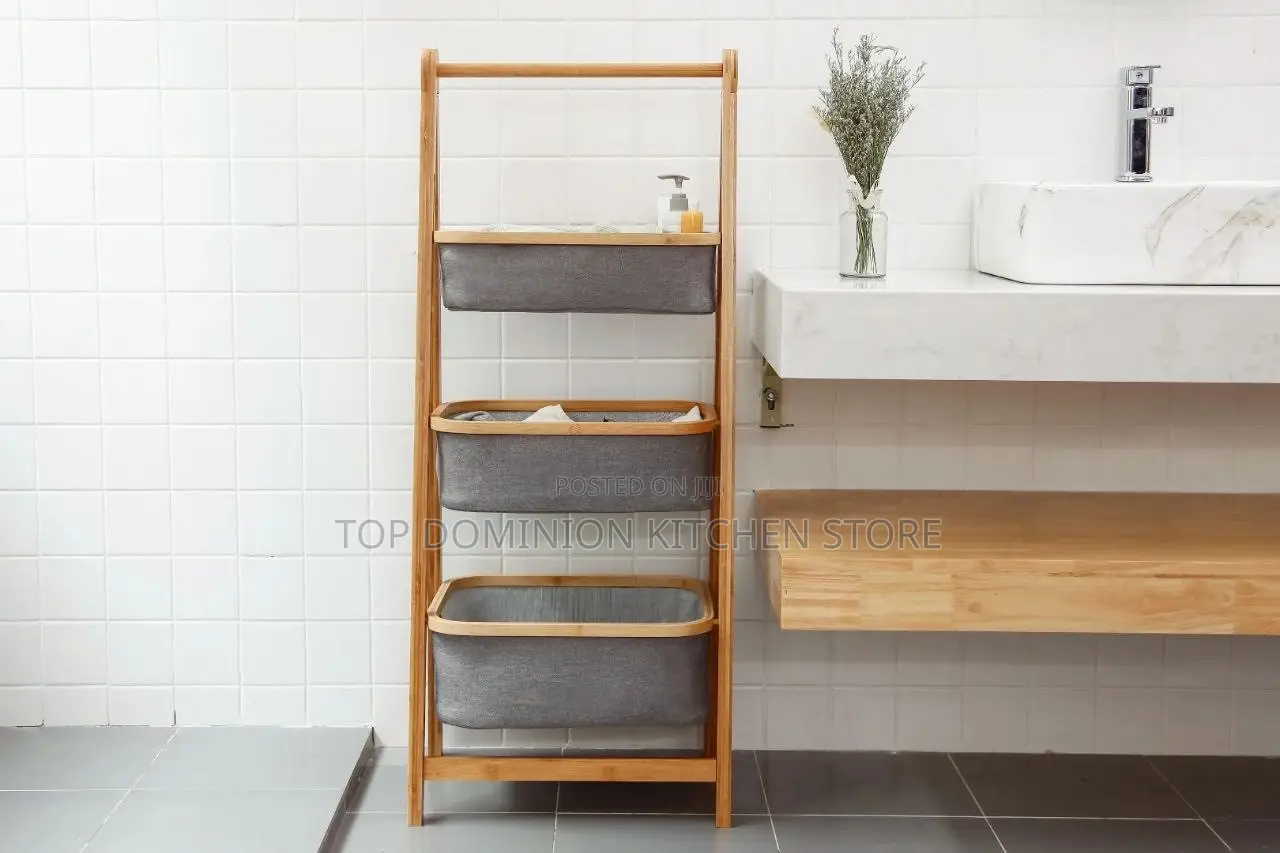 3-Tier Foldable Multipurpose Wooden Storage Rack
