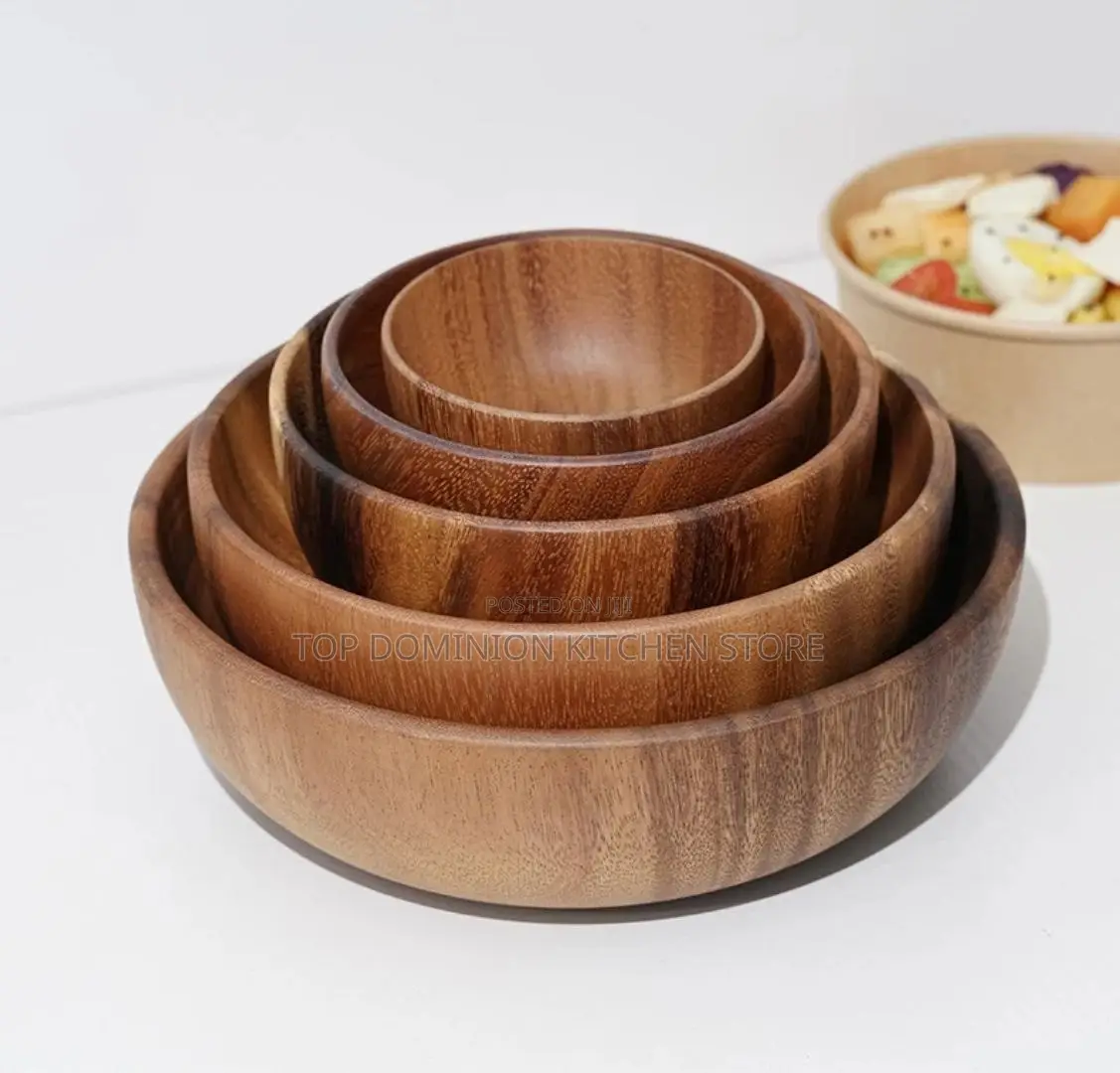 24CM Acacia Quality Wooden Soup Bowl.