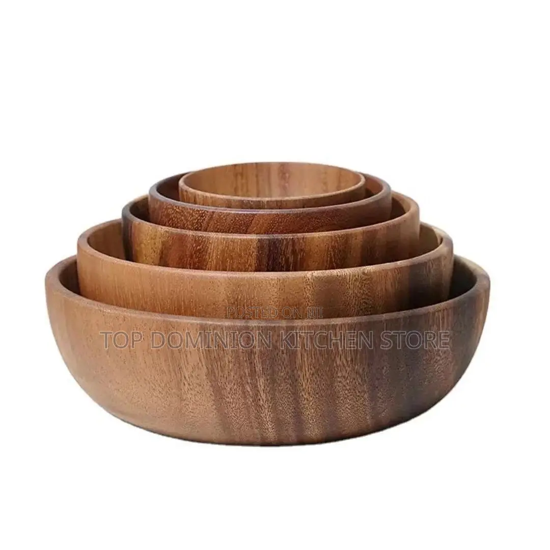 24CM Acacia Quality Wooden Soup Bowl.