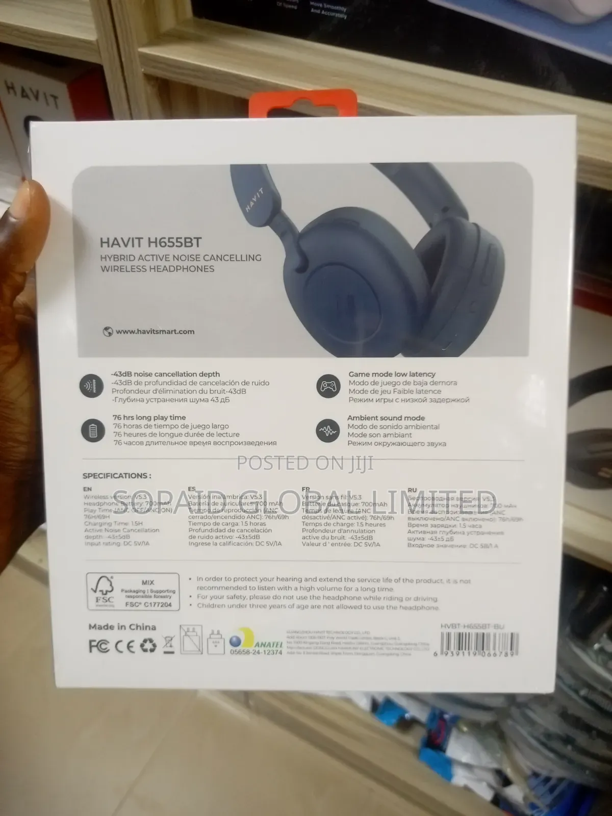 Havit H655BT Hybrid Active Noise Cancelling Wireless Headset