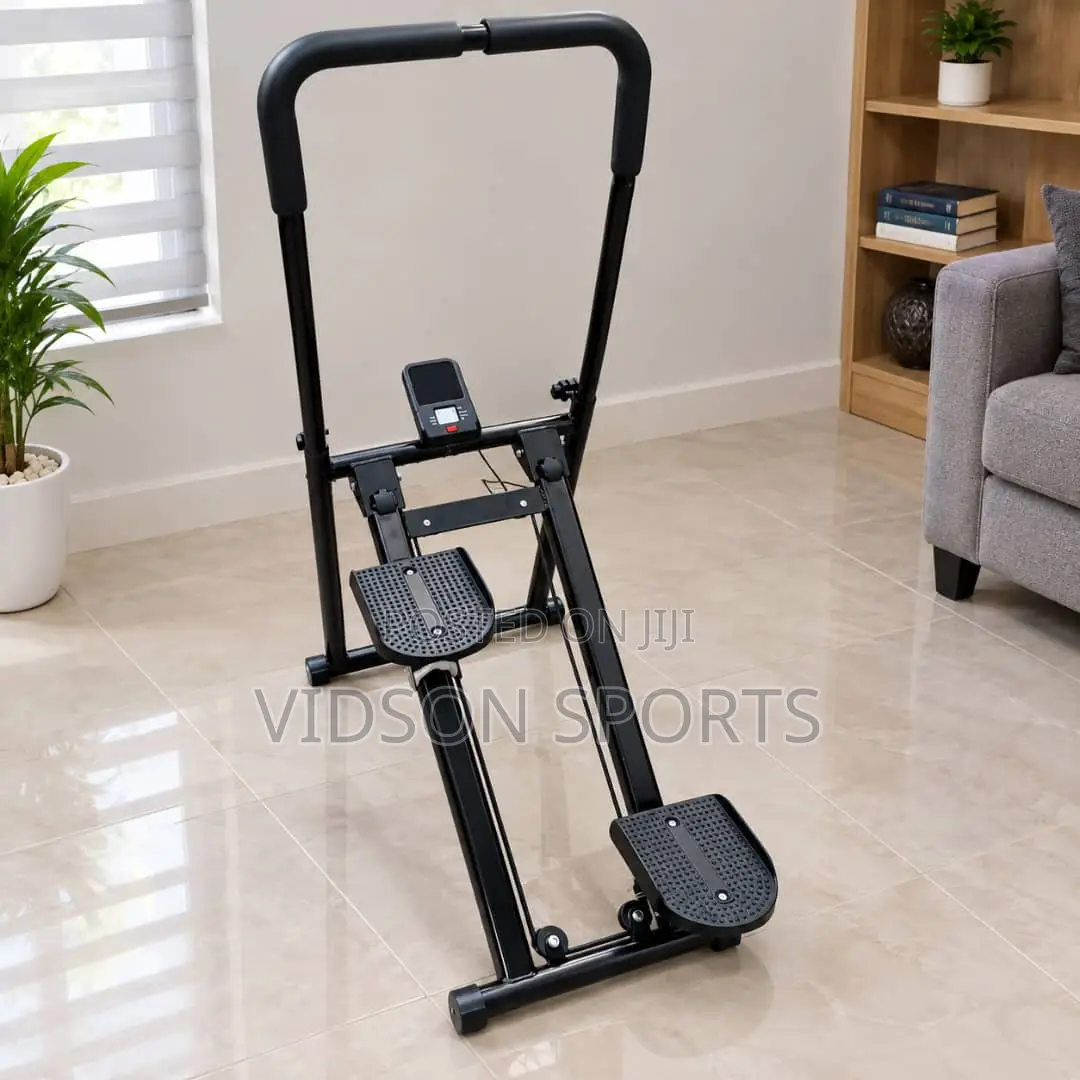 Foldable Stepper Exercise Machine With Handlebar Phone Holder