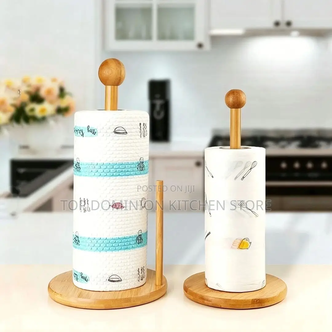 Bamboo Tissue Paper Towel Holder With Base