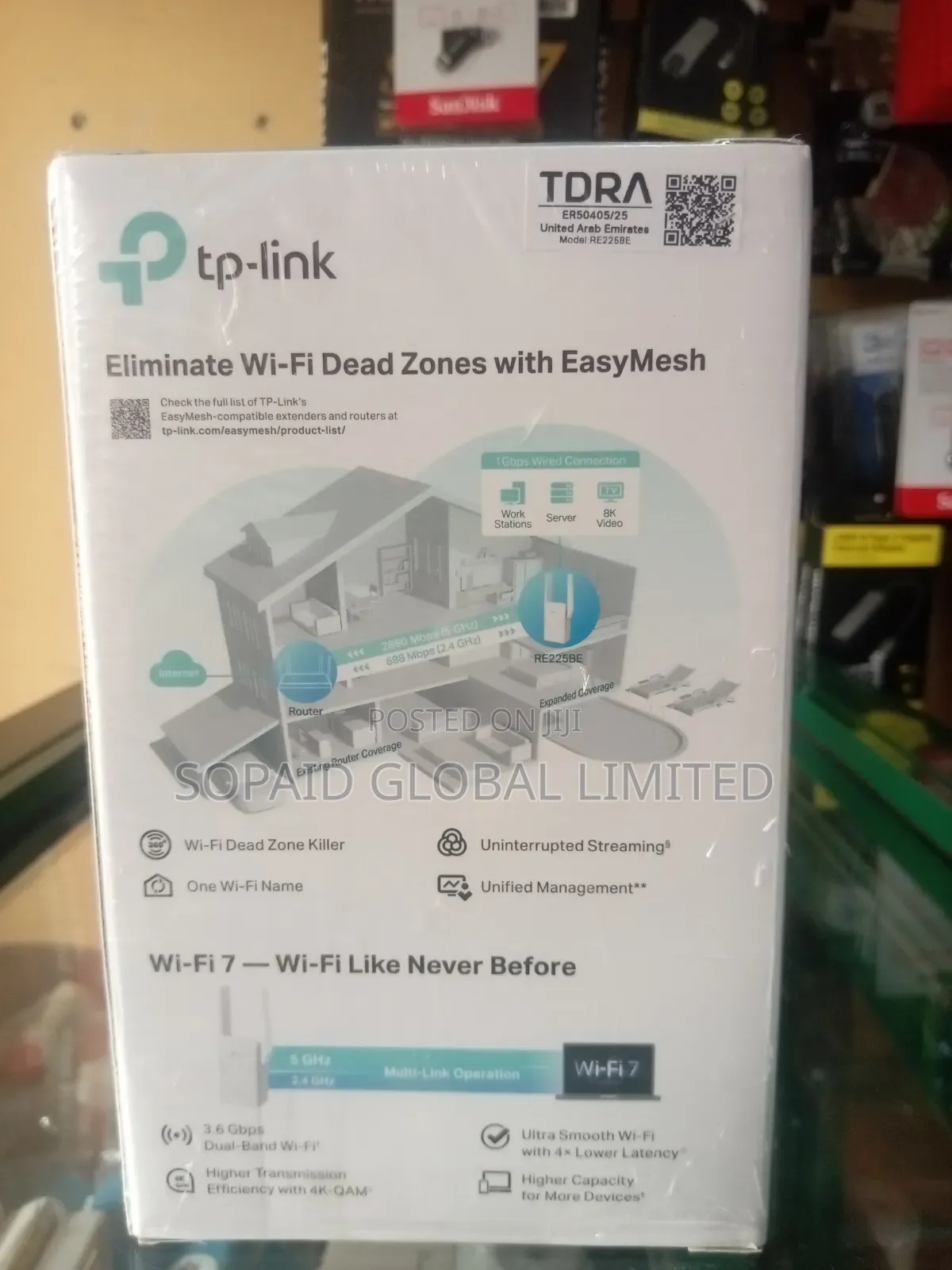 TP-Link BE3600 Dual Band Wi-Fi 7 Range Extender (RE225BE)